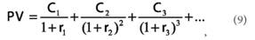 формула приведенная стоимость денежных потоков
