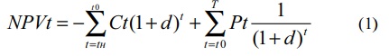 формула текущей приведенной стоимости (NPVt)