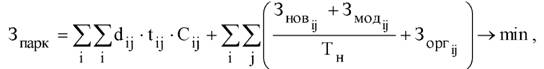 формула минимизации затрат на функционирование парка