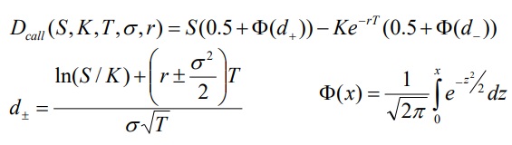 Формула цена опциона call