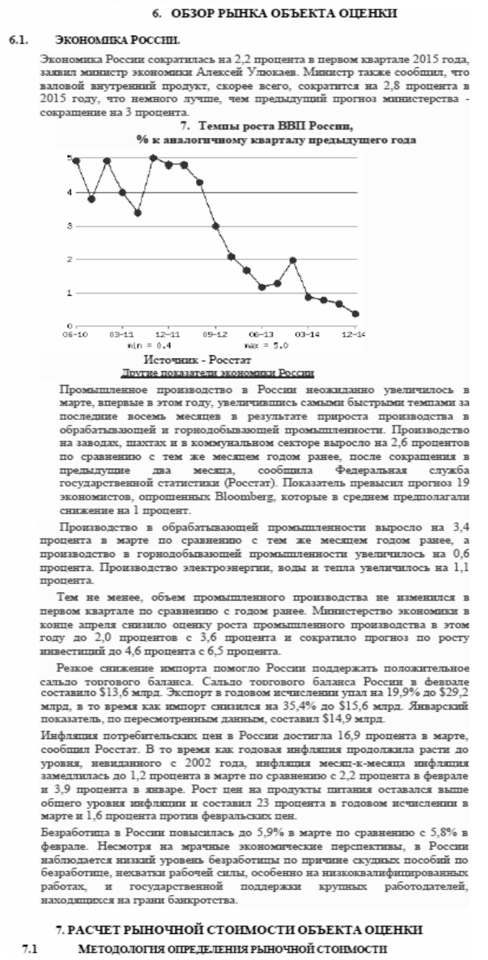 Фрагмент отчёта об оценке