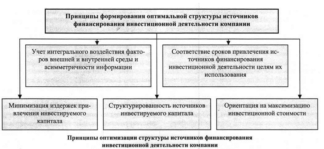 Принцип оптимизации структуры источников финансирования инвестиционной деятельности