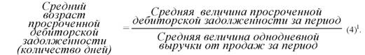 средний возраст просроченной дебиторской задолженности