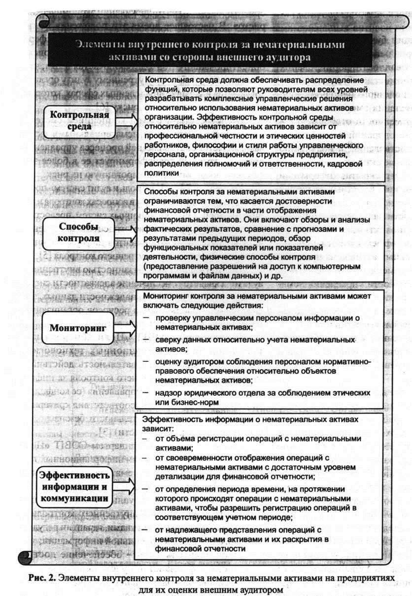 Элементы внутреннего контроля за нематериальным активами на предприятиях для их оценки внешним аудиторам